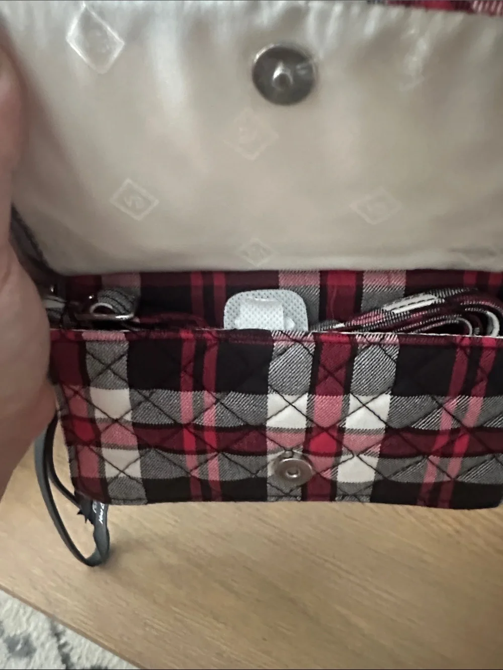 Vera Bradley Pink Black White Plaid Quilted Wallet